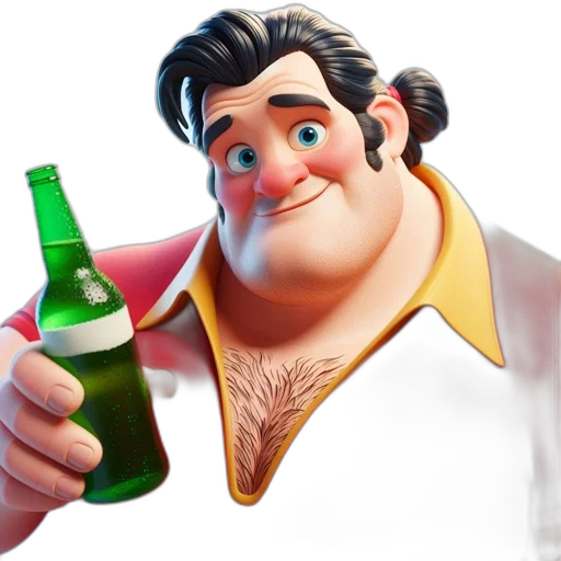 bottle, jacket, food, 3d render, concept art, photorealistic, cartoon, animated transparent PNG cut-out