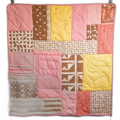 patchwork, baby, blanket, pink, yellow, brown, designs transparent PNG cut-out
