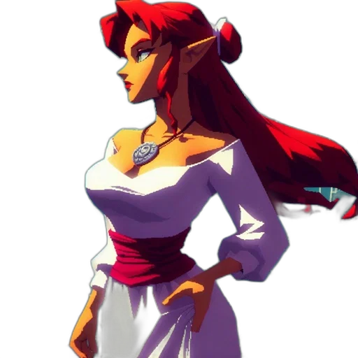 dress, crown, staff, pixel art, concept art, fantasy art, 3d render, red transparent PNG cut-out
