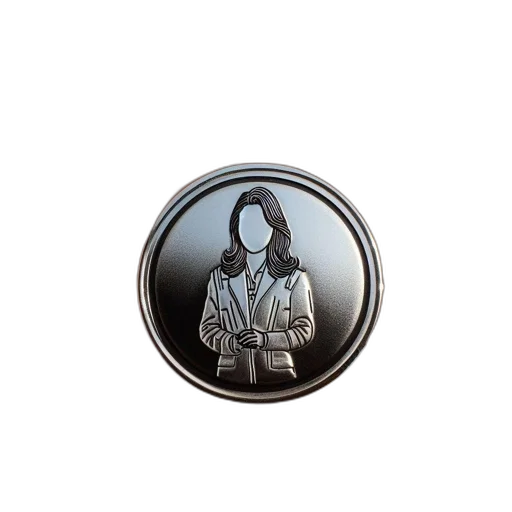 jewelry, jacket, individual, holds, round, metallic, coin, featuring transparent PNG cut-out