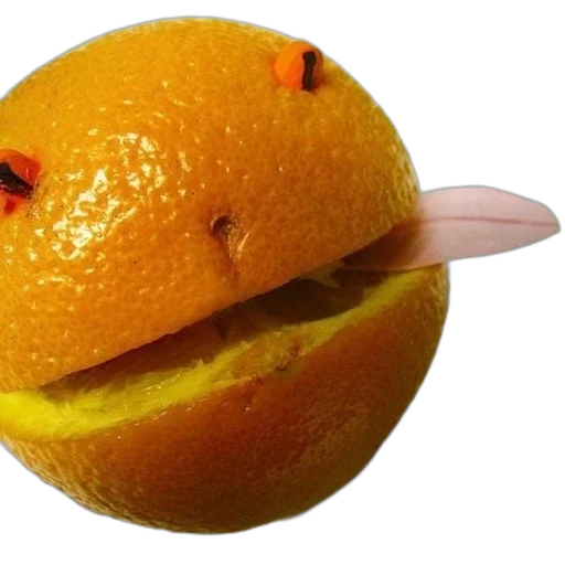 mask, hat, food, face, photorealistic, 3d render, concept art, orange transparent PNG cut-out