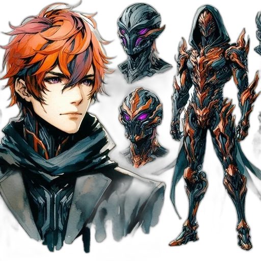 concept art, fantasy art, comic book art, anime, dark, red, colorful, monochrome transparent PNG cut-out