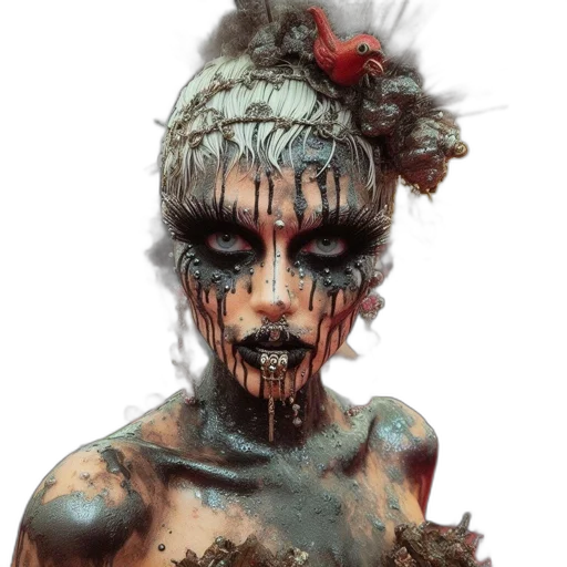 creature, face, mask, concept art, fantasy art, photorealistic, watercolor, dark transparent PNG cut-out
