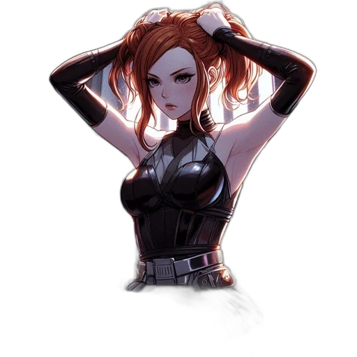 jacket, dress, mask, weapon, comic book art, concept art, cyberpunk, fantasy art transparent PNG cut-out