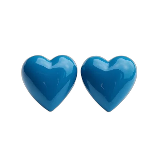 jewelry, 3d render, blue, pair, heart-shaped, earrings, glossy, finish transparent PNG cut-out