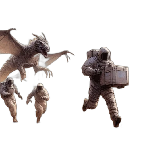 dragon, creature, concept art, fantasy art, 3d render, pixel art, outer space, earth tones transparent PNG cut-out