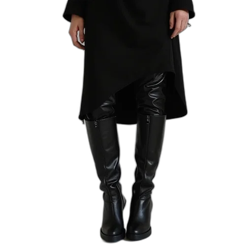 dress, jacket, dark, monochrome, person, wearing, black, knee transparent PNG cut-out