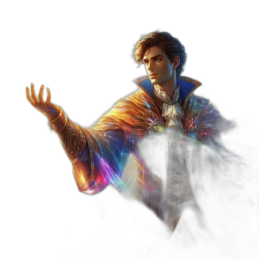 jacket, staff, concept art, fantasy art, cyberpunk, pixel art, outer space, fire transparent PNG cut-out