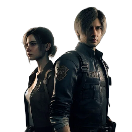 jacket, concept art, cyberpunk, 3d render, pixel art, two, individuals, stand transparent PNG cut-out