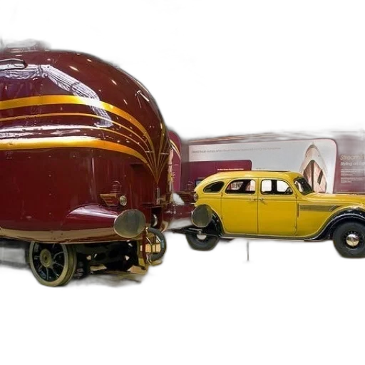 car, 3d render, concept art, photorealistic, maroon, yellow, streamlined, train transparent PNG cut-out