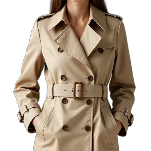 jacket, dress, photorealistic, earth tones, beige, trench, coat, wide transparent PNG cut-out