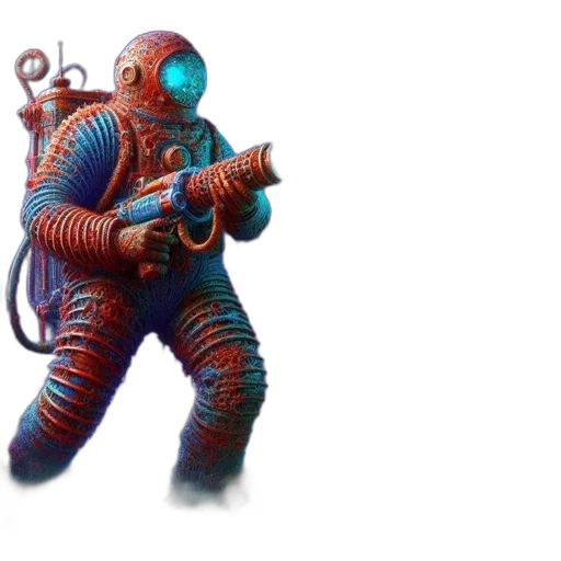 creature, robot, staff, weapon, concept art, 3d render, fantasy art, pixel art transparent PNG cut-out