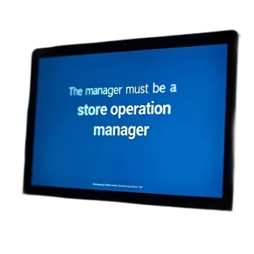 staff, computer, screen, blue, white, text, says, manager transparent PNG cut-out