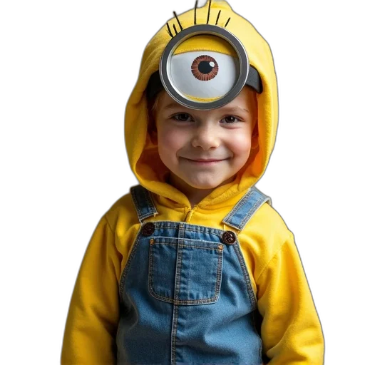 robot, jacket, creature, face, photorealistic, 3d render, child, costume transparent PNG cut-out