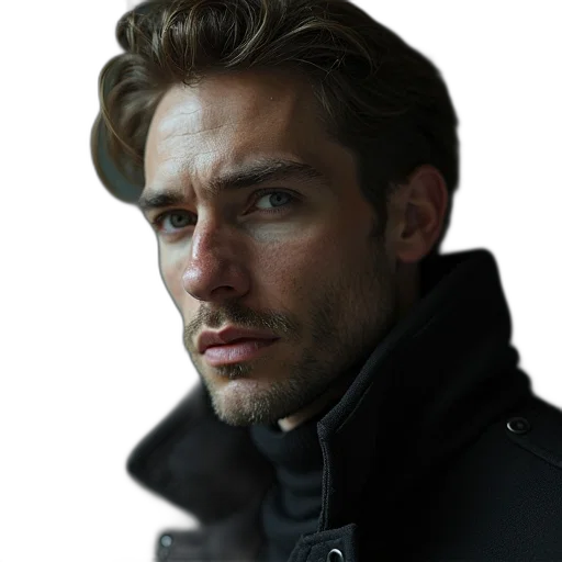 jacket, face, staff, hair transparent PNG cut-out