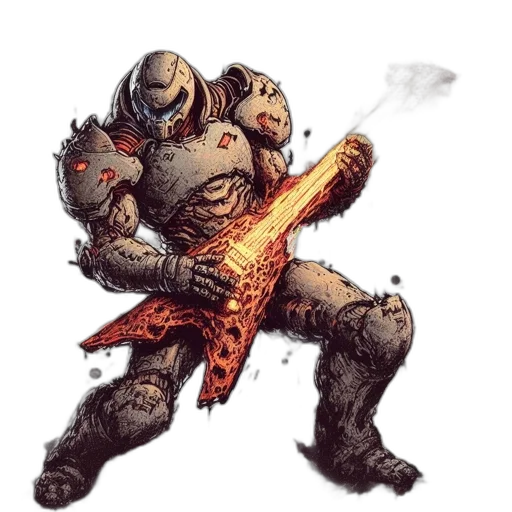 weapon, creature, robot, staff, concept art, fantasy art, comic book art, pixel art transparent PNG cut-out
