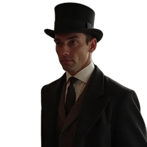 hat, staff, murdoch, mysteries transparent PNG cut-out