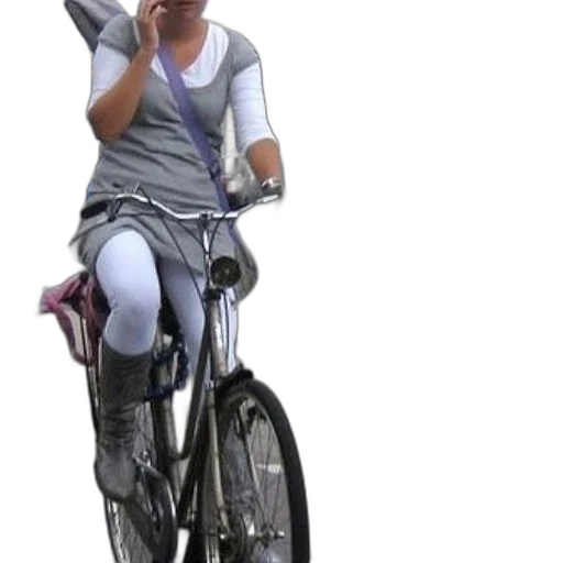 3d render, concept art, photorealistic, woman, bicycle, talks, her, cell transparent PNG cut-out