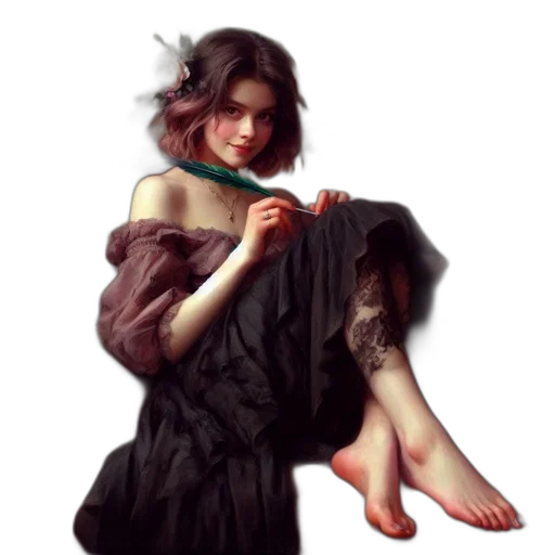 dress, jewelry, shoes, photorealistic, oil painting, fantasy art, concept art, dark transparent PNG cut-out
