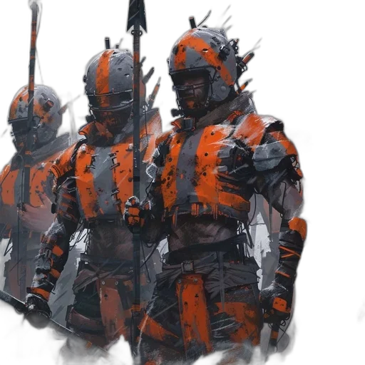 weapon, sword, jacket, staff, concept art, fantasy art, cyberpunk, 3d render transparent PNG cut-out
