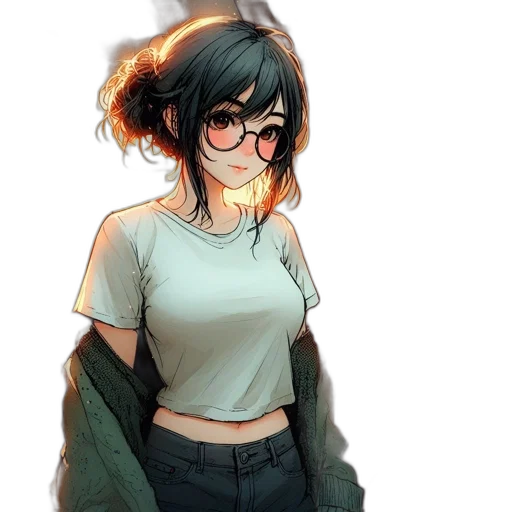 jacket, staff, dress, face, concept art, anime, comic book art, pixel art transparent PNG cut-out