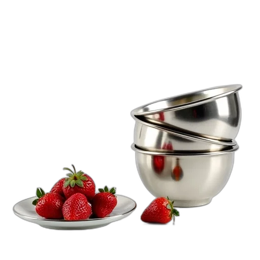 food, jewelry, 3d render, photorealistic, stack, shiny, metallic, bowls transparent PNG cut-out
