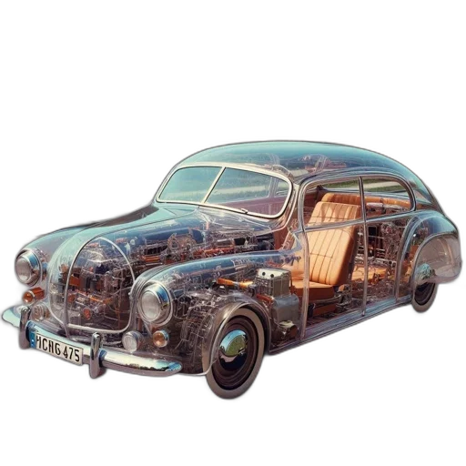 car, photorealistic, concept art, 3d render, oil painting, transparent, visible, engine transparent PNG cut-out