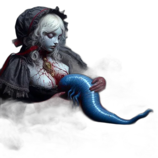 creature, concept art, fantasy art, comic book art, photorealistic, underwater, blue, dark transparent PNG cut-out