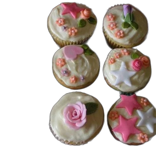pastel, tray, cupcakes, white, frosting, various, decorations, like transparent PNG cut-out