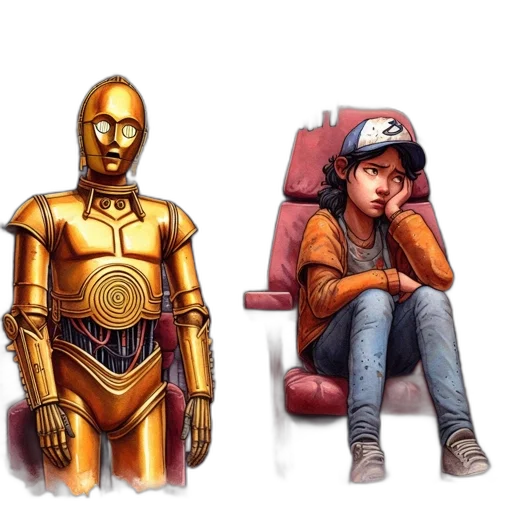 robot, concept art, comic book art, pixel art, 3d render, golden, inside, futuristic transparent PNG cut-out