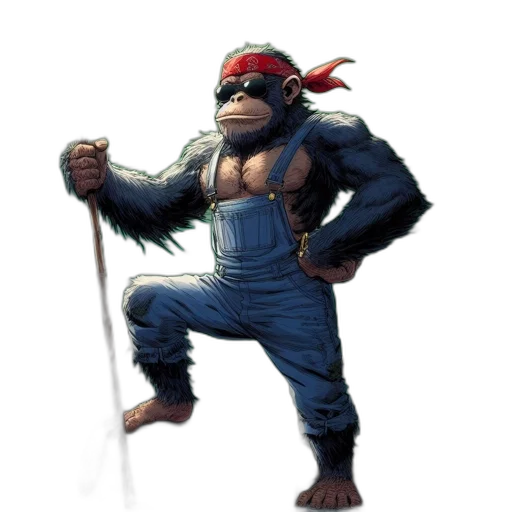 animal, staff, creature, concept art, comic book art, pixel art, 3d render, primate transparent PNG cut-out
