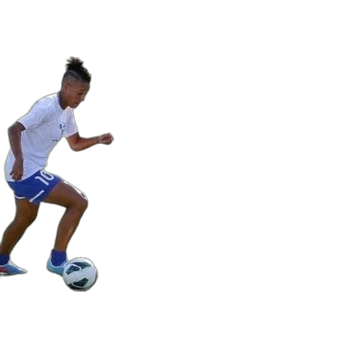 two, girls, playing, soccer, field, one, wearing, white transparent PNG cut-out