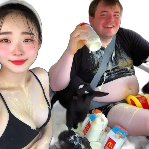 food, car, photorealistic, oil painting, two, people, sit, together transparent PNG cut-out