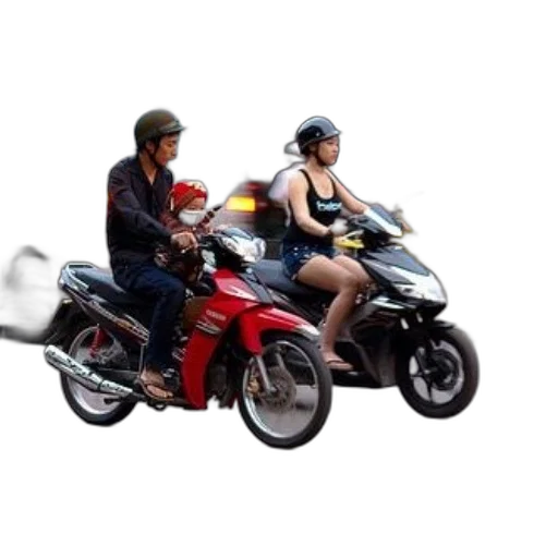 concept art, 3d render, photorealistic, pixel art, two, motorcyclists, busy, street transparent PNG cut-out