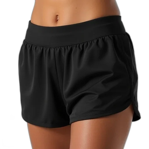 dark, pair, black, women, athletic, shorts, wide, waistband transparent PNG cut-out