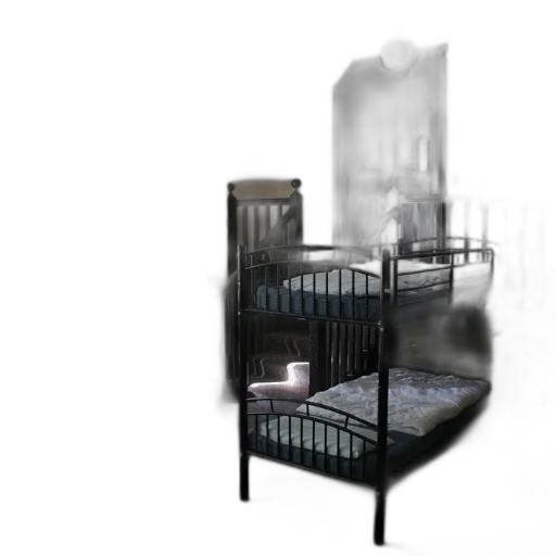 furniture, 3d render, concept art, photorealistic, fog, night, room, two transparent PNG cut-out