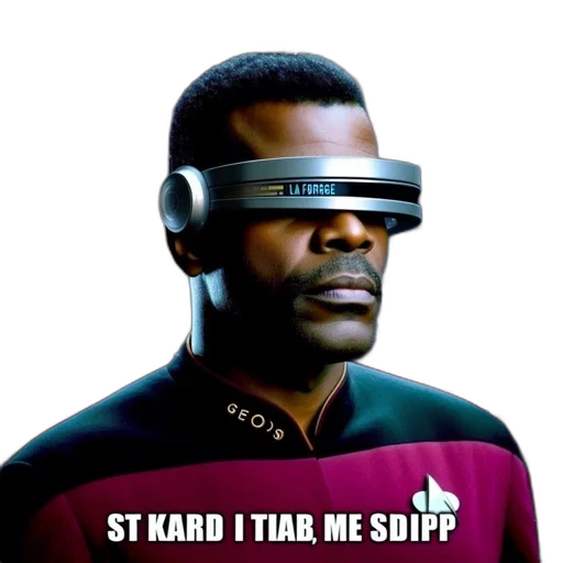 robot, staff, mask, cyberpunk, outer space, image, cmdr, geordi transparent PNG cut-out