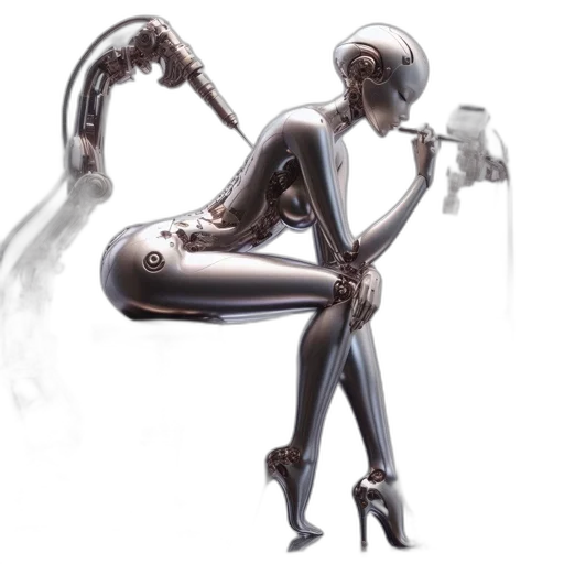robot, staff, jewelry, weapon, concept art, cyberpunk, fantasy art, comic book art transparent PNG cut-out