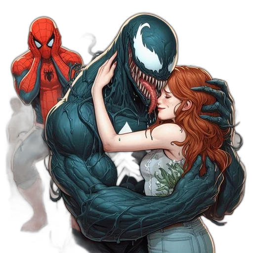 comic book art, concept art, fantasy art, underwater, heartwarming, scene, muscular, venom transparent PNG cut-out