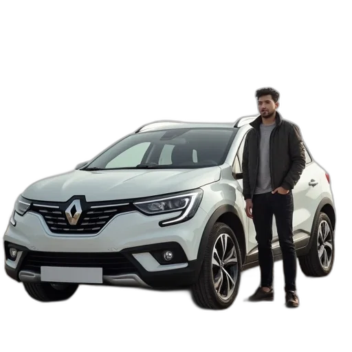 car, 3d render, photorealistic, man transparent PNG cut-out