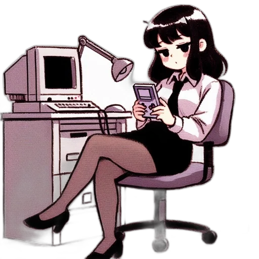 staff, robot, dress, furniture, vaporwave, pixel art, anime, cartoon transparent PNG cut-out