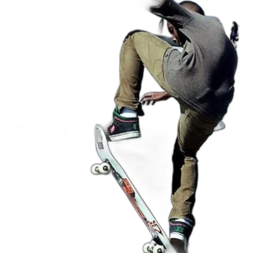 staff, jacket, hat, shoes, photorealistic, concept art, 3d render, skateboarder transparent PNG cut-out