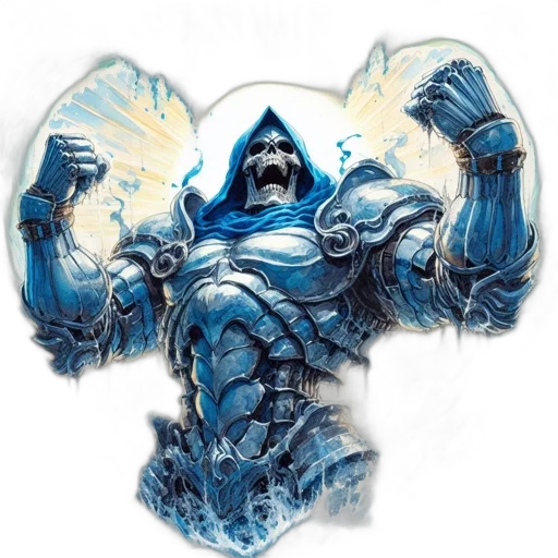 robot, mask, comic book art, concept art, fantasy art, photorealistic, blue, powerful transparent PNG cut-out