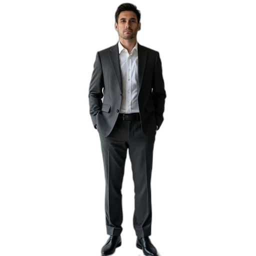 staff, jacket, 3d render, photorealistic, man, standing, front, plain transparent PNG cut-out