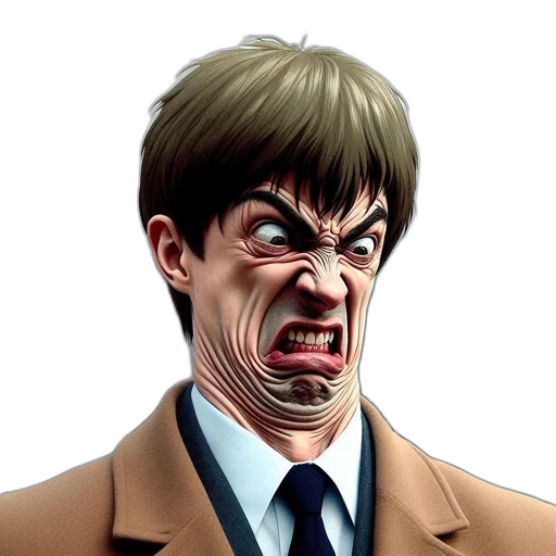 face, comic book art, photorealistic, cartoon, concept art, anguished, man, suit transparent PNG cut-out