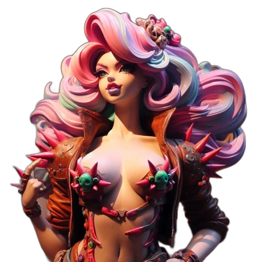 concept art, fantasy art, 3d render, pixel art, vibrant, sculpture, portrays, woman transparent PNG cut-out