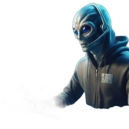 mask, jacket, creature, robot, concept art, 3d render, fantasy art, vaporwave transparent PNG cut-out