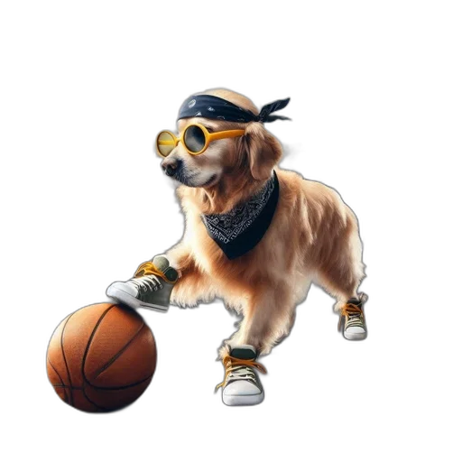 animal, concept art, cartoon, photorealistic, 3d render, golden, retriever, dog transparent PNG cut-out