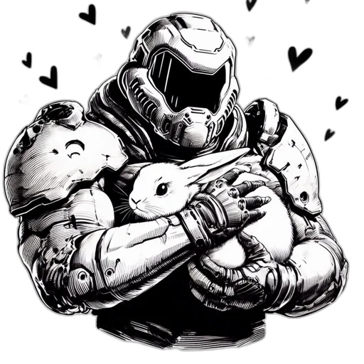 robot, comic book art, concept art, cyberpunk, cartoon, monochrome, armored, figure transparent PNG cut-out