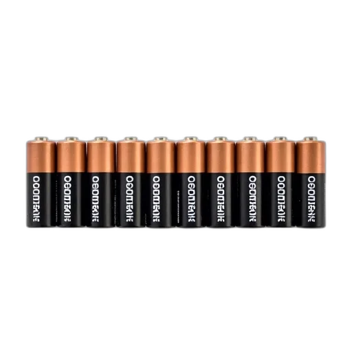 collection, identical, new, unused, duracell, batteries, displayed, row transparent PNG cut-out